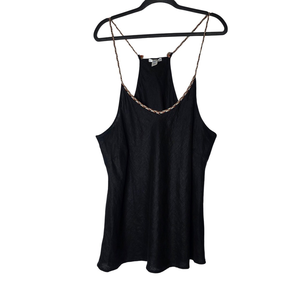 Old Navy Perfect Linen Tank Top XXL Black Braided Strap Racerback Camisole